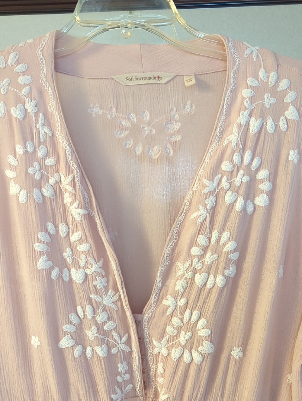 Soft Surroundings Pink Floral Embroidered Maxi Dress - Picture 6 of 8